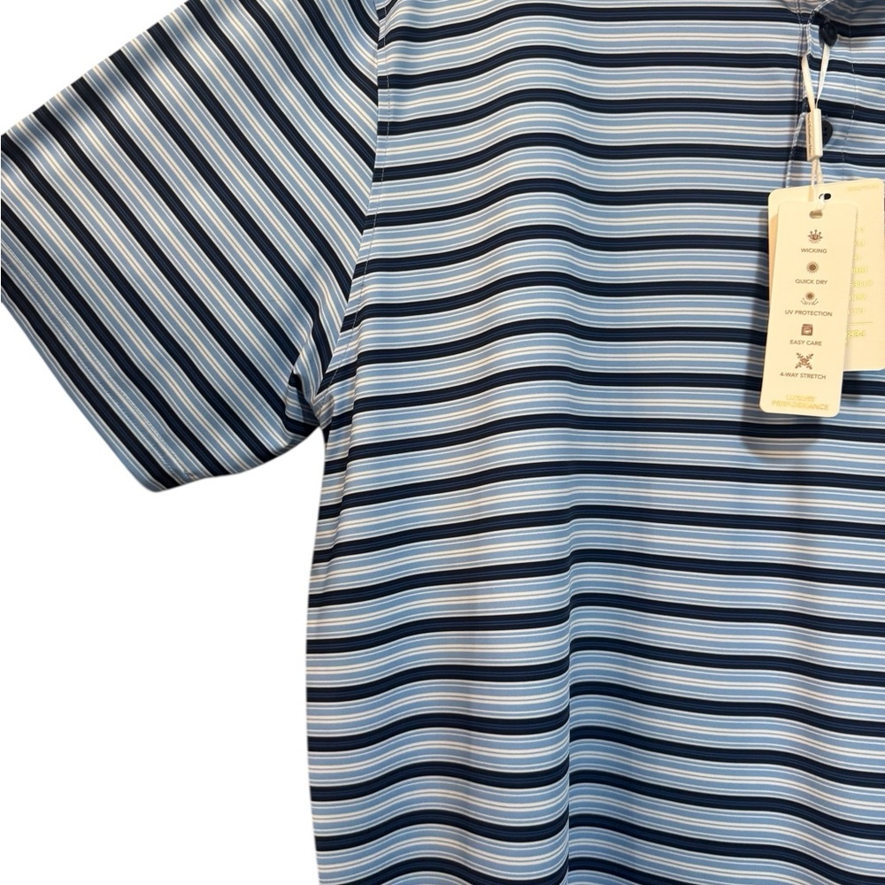 NWT Hart Schaffner Marx Men’s XXL Polo Shirt Blue Stripe Luxury Performance Golf - Picture 3 of 4